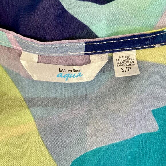 La Vie En Rose Flowy Swimsuit Beach Coverup Blue Yellow Purple, Size S - Picture 6 of 9